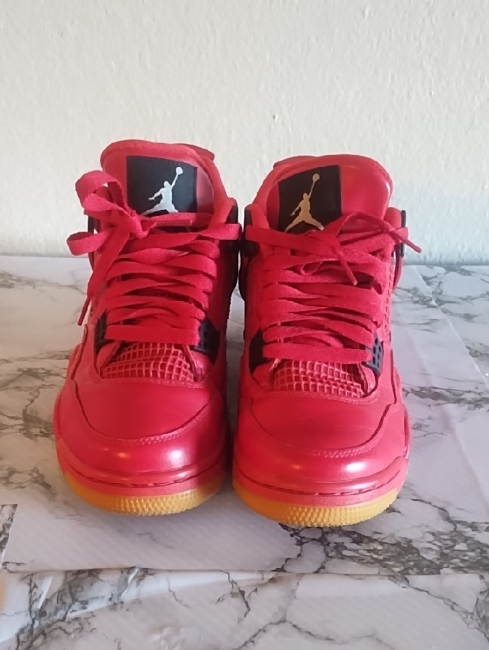 Jordan Red and Yellow High-Top Sneakers